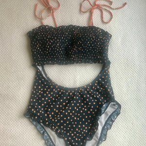 Poka Dot Cut Out One Piece Swimsuit